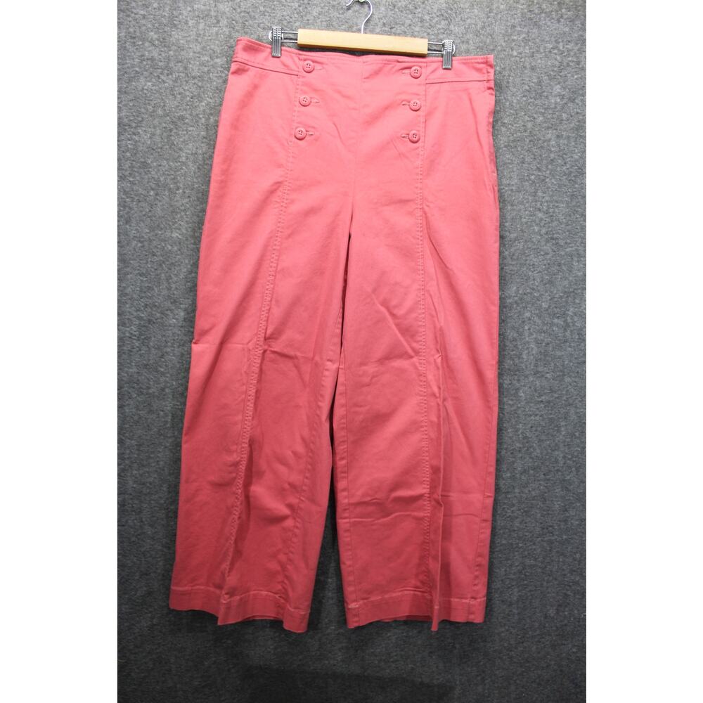 LOFT Wide Leg Pants Womens 14 Corral Sailor High Rise Button Front Chino NEW